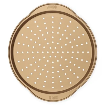 Afbeelding van Russell Hobbs RH02338GEU7 Pizzaplaat met antiaanbaklaag, 37 cm, geperforeerde ronde bakplaat, eenvoudige reiniging, koolstofstaal, PFOA vrij, ovenbestendig tot 220C/thermostaat 7