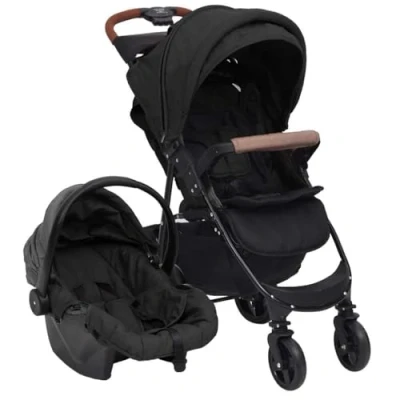 Afbeelding van vidaXL Kinderwagen 3 in 1 staal antracietkleurig