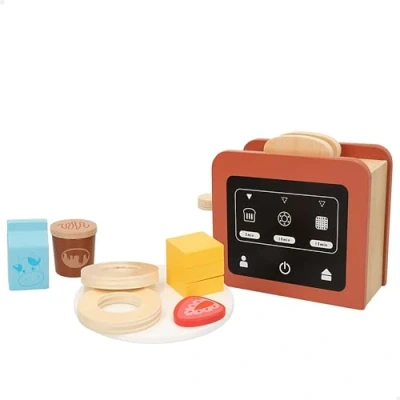 Afbeelding van WOOMAX, 9 Accessoires Houten Broodrooster Huishoudelijk Apparaat Keuken Educatieve Spelletjes Speelgoed Voor Kinderen 2 Jaar Verjaardagscadeaus (47598)