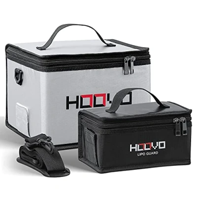 Afbeelding van HOOVO Lipo Bag Veiligheidszak voor batterij, brandvertragend, explosiebestendig, het bewaren en opladen van batterijen met dubbele ritssluiting