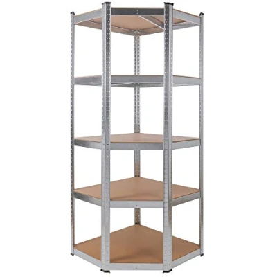 Afbeelding van Arebos Hoekrek voor zware lasten, 875 kg, eenvoudige montage door insteeksysteem, 180 x 70 cm, 5 MDF planken, tot 175 kg per plank, verzinkt