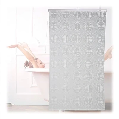 Afbeelding van Relaxdays douche rolgordijn plafond vochtbestendig bad gordijn plastic douchegordijn 140x240cm