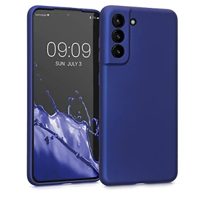 Afbeelding van kwmobile telefoonhoesje geschikt voor Samsung Galaxy S21 FE Hoesje smartphone Back cover in metallic blauw