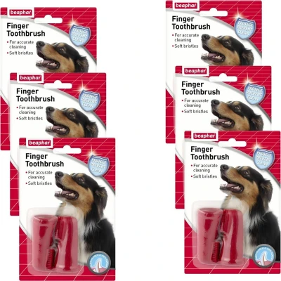 Afbeelding van 6x Beaphar Vingertandenborstel voor Honden 2 stuks