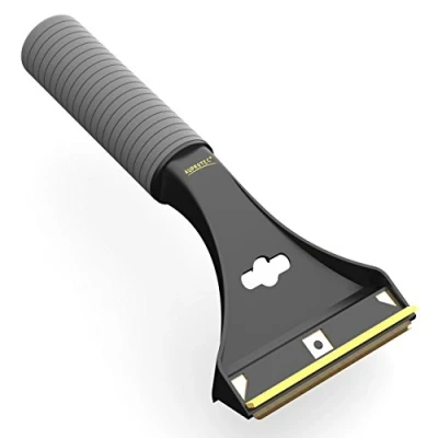 Afbeelding van Auprotec AX 1 IJskrabber met convexe messing lemmet, anti slip, supersofte handgreep en rubberen lip, zwart geel