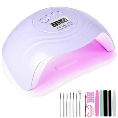 Image de CIRULLI Lampe UV LED Sèche Ongles,168W Portable, Séchoirs, Séchage Rapide 4 Minuterie,avec Capteur Automatique et LCD Ecran Pour Toutes Les Gels Violet