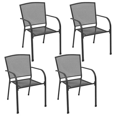 Afbeelding van Tuinstoelen 4 st mesh ontwerp staal antraciet