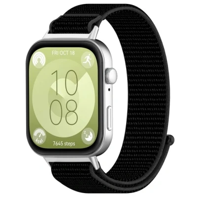 Afbeelding van Sport loop Nylon bandje Zwart Huawei Fit 3