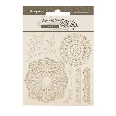 Afbeelding van Stamperia Timeless Decorative Chips Lace (SCB265)