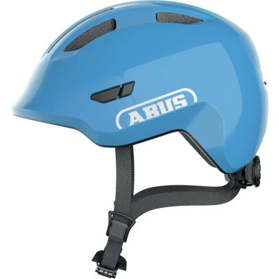 Afbeelding van ABUS Smiley 3.0 kinderfietshelm met lage snit, kindvriendelijk design en vlechtplaats, voor meisjes jongens, glanzend blauw, maat S