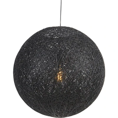 Afbeelding van QAZQA Landelijke hanglamp zwart 60 cm Corda