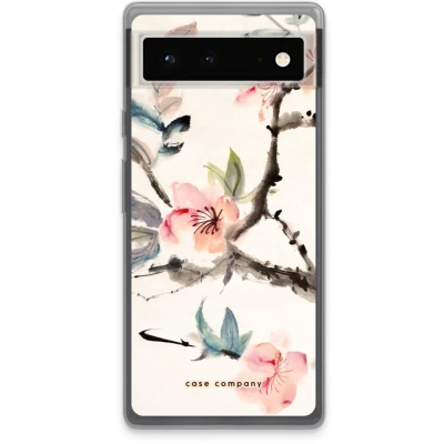 Afbeelding van Case Company® hoesje geschikt voor Google Pixel 6 Japanse bloemen Soft Cover Telefoonhoesje Bescherming aan alle Kanten en Schermrand