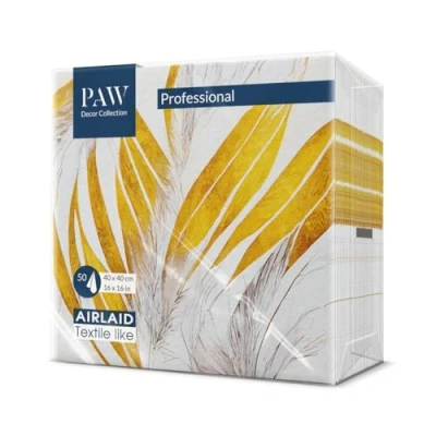 Afbeelding van PAW Serviette de Table Papier Airlaid (40 x 40 cm) I 50 Pièces Idéal pour Mariage, Baptême, Communion, Anniversaire Serviettes en Tissu Décoration Plumes d&#039;Ange