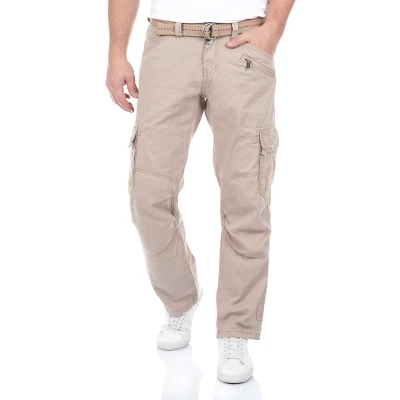 Afbeelding van TIMEZONE Heren Cargo Broek Broeken BenitoTZ comfort/relaxed Fit Beige Volwassenen Herenbroek Riem