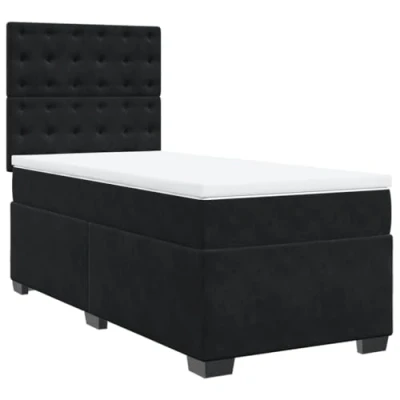 Afbeelding van vidaXL Boxspring met matras fluweel zwart 90x190 cm