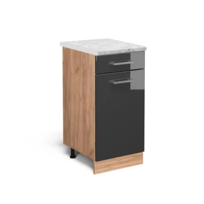 Afbeelding van Vicco Keukenonderkast R Line, Antraciet Hoogglans/Krachtige eik goud, 40 cm WB Marmer