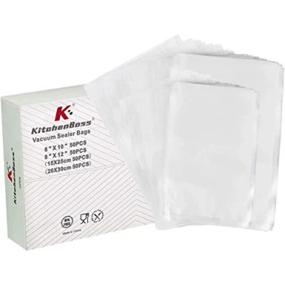 Afbeelding van KitchenBoss vacuümzak voor levensmiddelen: levensmiddelen, 50 zakken, 15 x 25 cm en 20 30 cm,