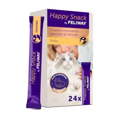 Afbeelding van Happy Snack voor katten by FELIWAY 24x15gr Economy Pack Een heerlijke romige vloeibare kattensnack met ontspannend effect