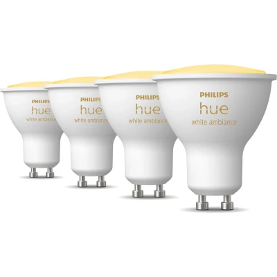 Afbeelding van Philips Hue GU10 White Ambiance Uitbreidingspakket 4 Lampen Warm tot Koelwit Licht Werkt met Alexa en Google Home