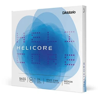 Image de D&#039;Addario HP610 3/4M Jeu de cordes contrebasse pizzicato Helicore, manche 3/4, Medium