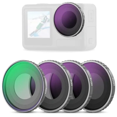 Afbeelding van NEEWER CPL &amp; ND filterset voor Action 5 Pro/4 (4 stuks), CPL+ND8+ND16+ND32, accessoires actiecamera, meerlaags HD glas, compatibel met DJI Osmo Pro/4, FL A12