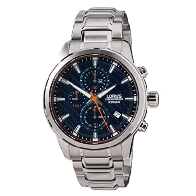 Afbeelding van Lorus Heren analoog kwartshorloge met metalen armband RM329HX9, Blauw, armband,