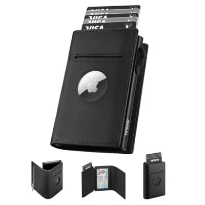 Afbeelding van YESIIW AirTag Leren herenportemonnee met RFID blokkering en creditcardhouder muntvak geldclip, B 001, Modern