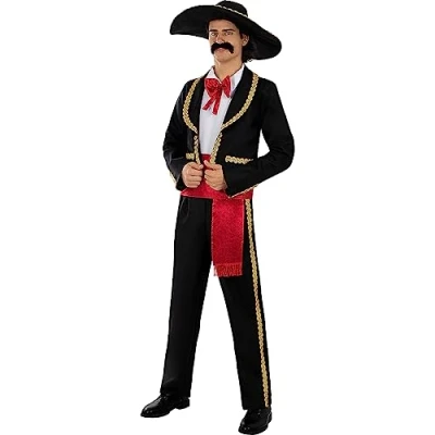 Afbeelding van Funidelia Mariachi Kostuum voor mannen Dia de los Muertos, Halloween, Day of the Dead (Día muertos), Horror Volwassenen Accessoire verkleedkleding en rekwisieten carnaval &amp; feesten Maat XXL Zwart