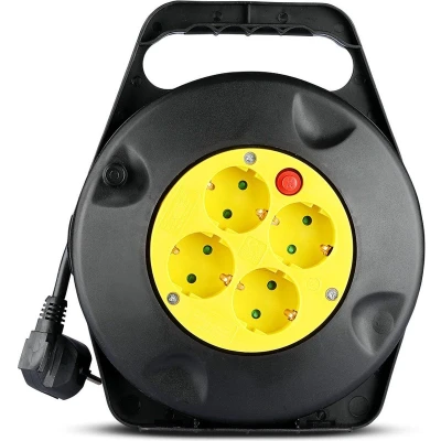 Afbeelding van V TAC VT 6002 Intrekbare verlengstekkerdozen IP20 10 m draad 4 Manieren Heavy Duty Kabelhaspel