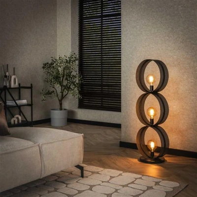 Afbeelding van Hoyz Collection Vloerlamp 3L Ring Geperforeerd Charcoal