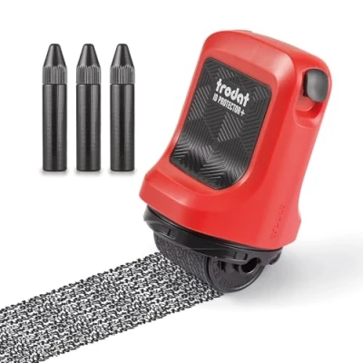 Afbeelding van Trodat ID Protector+ stempelrol identiteitsdiefstalbescherming met geïntegreerde doos en briefopener (3 in 1) incl. 3 inktvullingen
