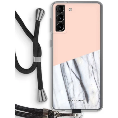 Afbeelding van Case Company® hoesje met Koord geschikt voor Samsung Galaxy S21 Plus A touch of peach Telefoonhoesje Zwart Bescherming aan alle Kanten en Over de Schermrand