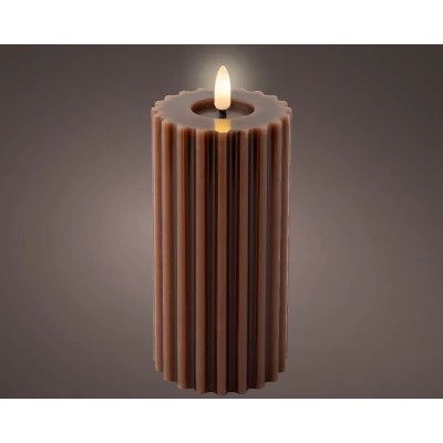 Afbeelding van LED kaars d7.5h17.3 cm donkerbruin/warm wit Lumineo