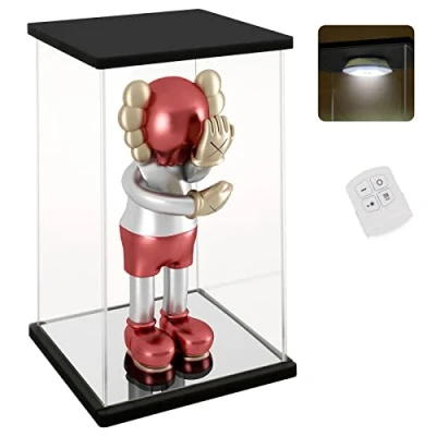 Afbeelding van Nonemey Transparante acryl vitrine met licht, Teca plexiglasso voor 1000% Bearbrick, stofdicht model organizer doos, display collectie (zwart, 40 x 30 76 cm)