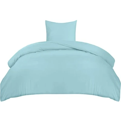 Afbeelding van Utopia Bedding Dekbedovertrekset, dekbedovertrek van zachte microvezel 135 x 200 cm met een kussensloop 80 cm, beddengoedset, spablauw