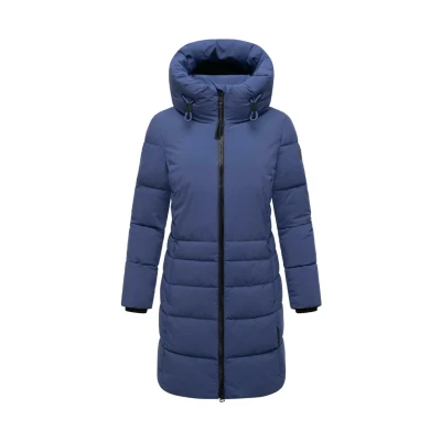 Afbeelding van Navahoo Manteau d&#039;hiver long pour femme matelassé chaud avec col haut et doublure en polaire mi douillette Nébuleuse lunaire XIV XS à 4XL, bleu violet, L