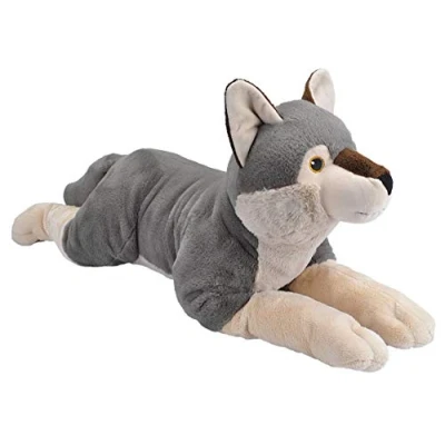 Afbeelding van Wild Republic Knuffelwolf Ecokins 76 Cm Pluche Grijs/beige