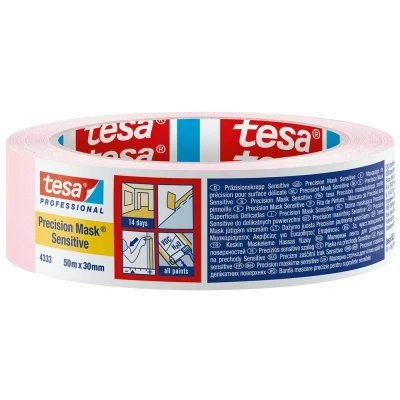 Afbeelding van Tesa 4333 Precision Mask Sensitive Afplaktape Roze 25mm x 50m