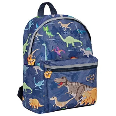 Afbeelding van PERLETTI Rugzak voor kinderen, piraten, Dinosaurus, basisschool, kleuterschool, reistas jongens met voorvak, reflecterende details, schooltas, verstelbare bandjes, 38 x 26 16 cm,