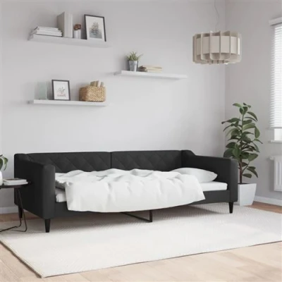 Afbeelding van Slaapbank 90x200 cm stof zwart