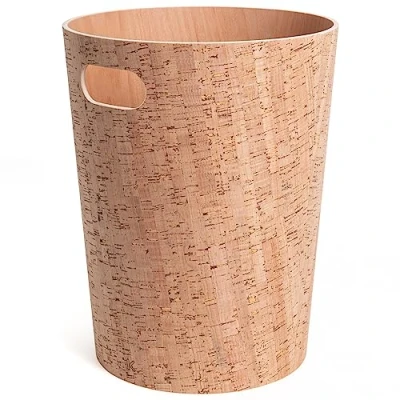 Afbeelding van Kazai. Börje prullenbak van echt hout, moderne afvalemmer hout voor kantoor, kinderkamer en slaapkamer, 9 liter, kurk (modern)