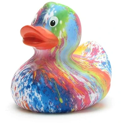 Image de Duckshop I canard de bain Rainbow couineur L : 9 cm avec porte clés en forme kit Cadeau pour enfants les Collectionneur cadeaux