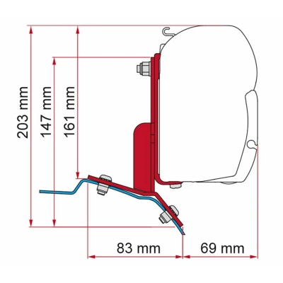 Afbeelding van Fiamma F35pro F43van F45s Ford Custom Adapter Kit Zwart Luifels Accessoires