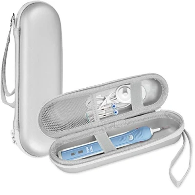 Image de Procase Étui pour Oral B Pro/Pro 2, Housse en Cuir PU Antichoc de Protection Pro, Philips Sonicare ou d’Autre Modèle Même Taille, Durable Hygiénique Argent