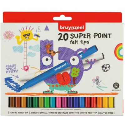 Afbeelding van Bruynzeel Kids 20 Super Viltstiften met Speciale Witte Stift