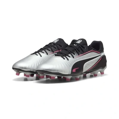 Afbeelding van Puma KING Match FG/AG Voetbalschoenen met kunststof noppen, Heren, Maat: 41, Silver/black/sun struck Kunststof/ textiel