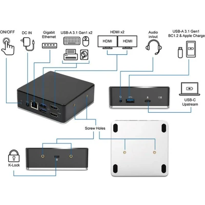Afbeelding van eSTUFF GLB232002, Bedraad, USB 3.2 Gen 1 (3.1 1) Type C, 85 W, 3,5 mm, 10 Mbit/s