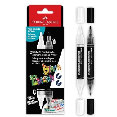 Afbeelding van Acrylmarker Faber Castell Black Edition Shake Paint 2st. zwart, wit