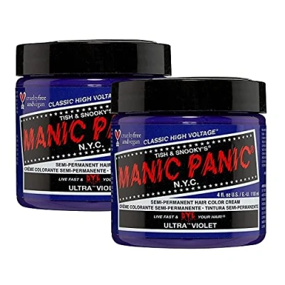Image de Manic Panic Ultra Violet Classic Cream, coloration capillaire violette semi permanente vegan et cruelty free, 2 x 118 ml