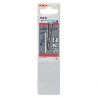 Afbeelding van Bosch Metaalboor HSS G diameter 2mm blister van 2 boren